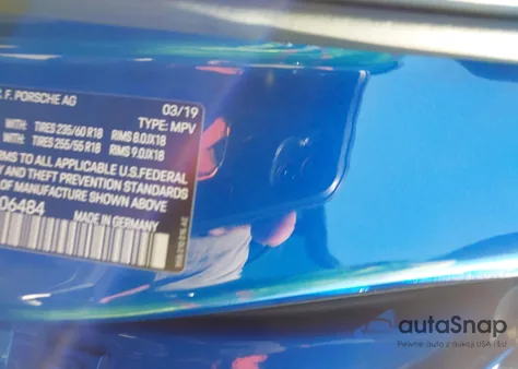 2019 Porsche Macan z USA, uszkodzony, nr VIN WP1AA2A57KLB06484